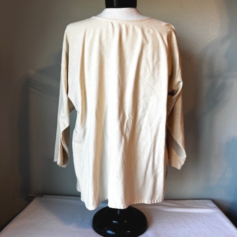 Eileen Fisher Vintage 100% Silk Top Cream Long Sleeve USA Sz 2 M/L Langenlook